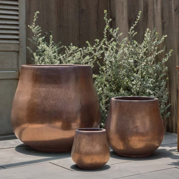 The Lang Co Glazed Golden Bronze Plant Pots - 7002 4103 nimbus planter pacifica glazed bronze