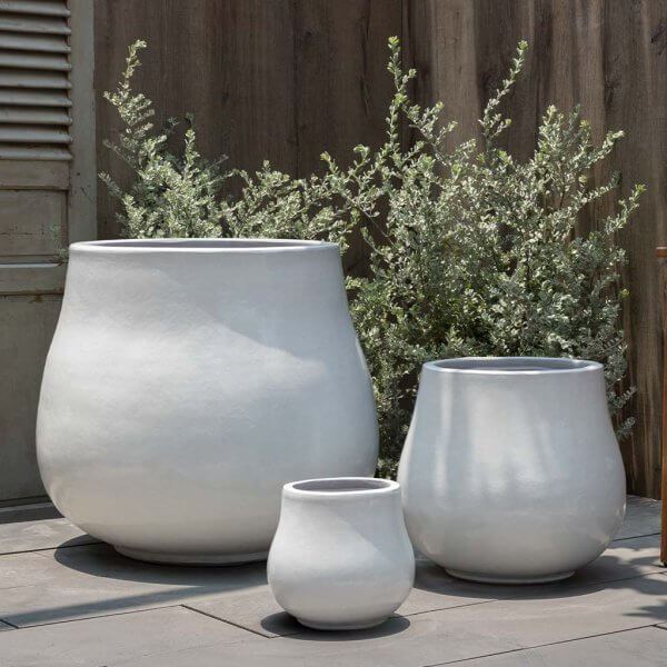 The Lang Co Glazed Shades Of White Plant Pots - nimbus whit