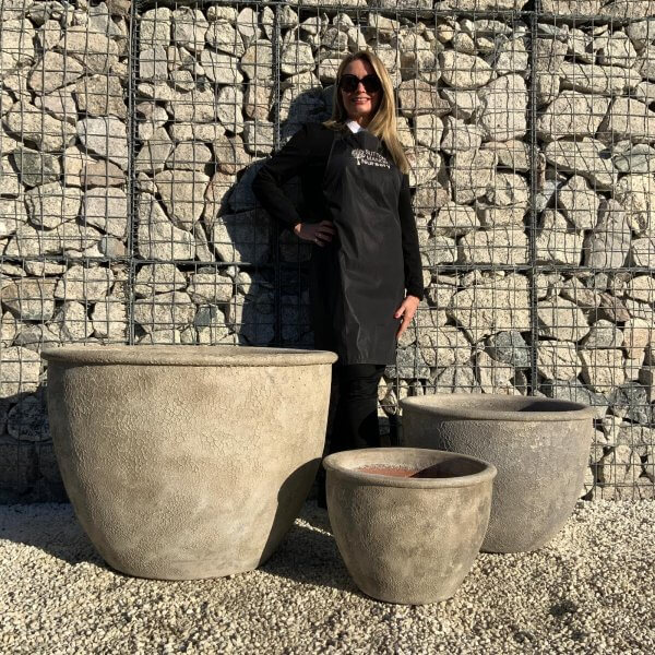 The Tam Coc Glazed Shades Of Grey Plant Pots Set Of 3 - a 1