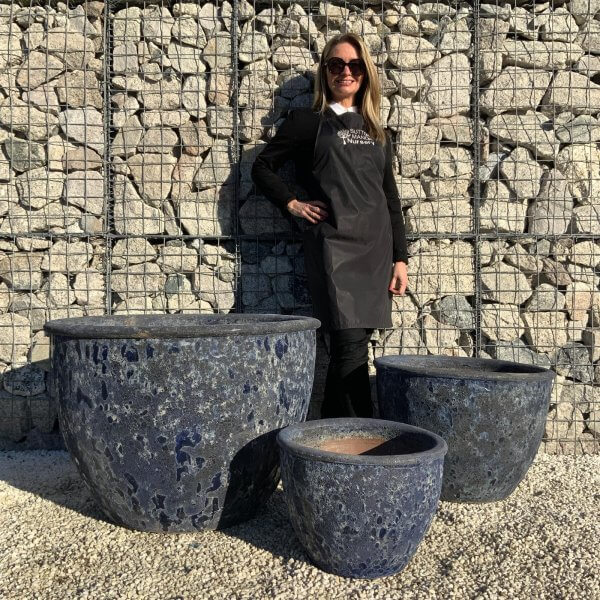 The Tam Coc Atlantis Shades Of Ocean Blue Plant Pots - a