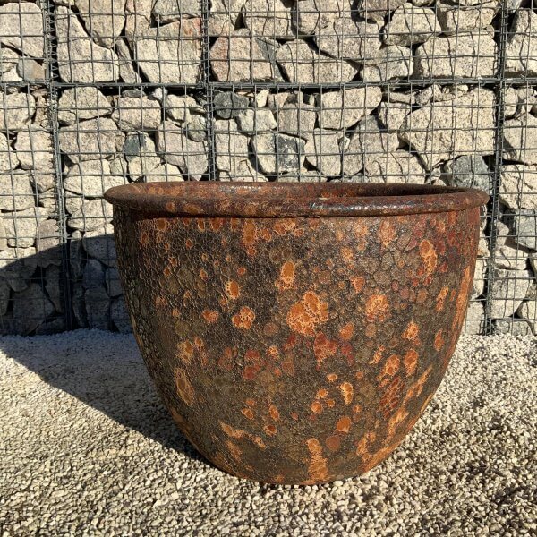 The Tam Coc Glazed Shades Of Golden Rust Plant Pots Set Of 3 - e 2