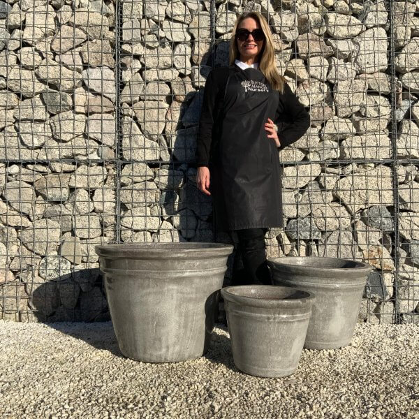 The Hanoi Glazed Shades Of Grey Plant Pots - 1 1