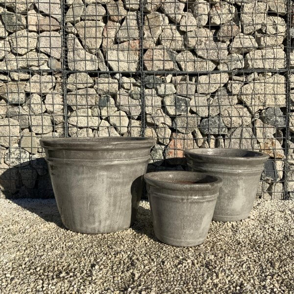 The Hanoi Glazed Shades Of Grey Plant Pots - 2 1