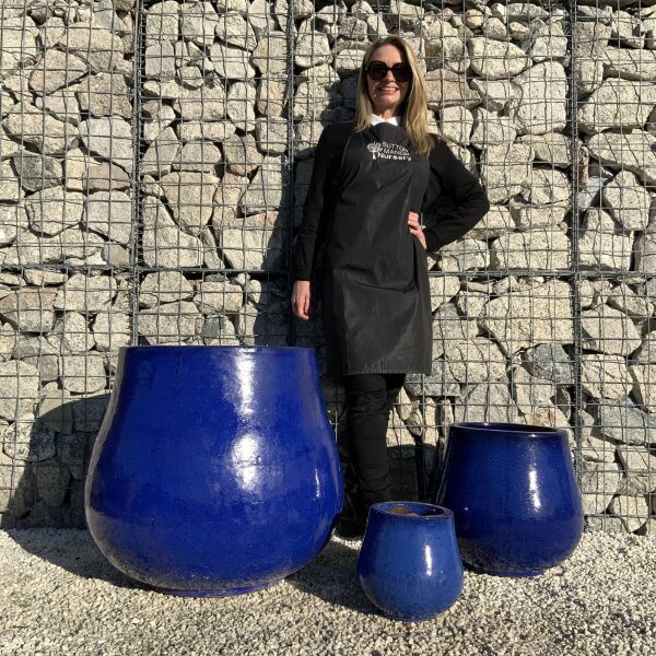 The Lang Co Glazed Royal Azure Blue Plant Pots - IMG 3204 scaled