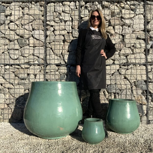 The Lang Co Glazed Bright Olive Green Plant Pots - IMG 3227 scaled